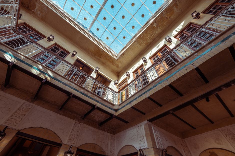 Stunning view of traditional architecture in Baghdad featuring an elegant glass ceiling.