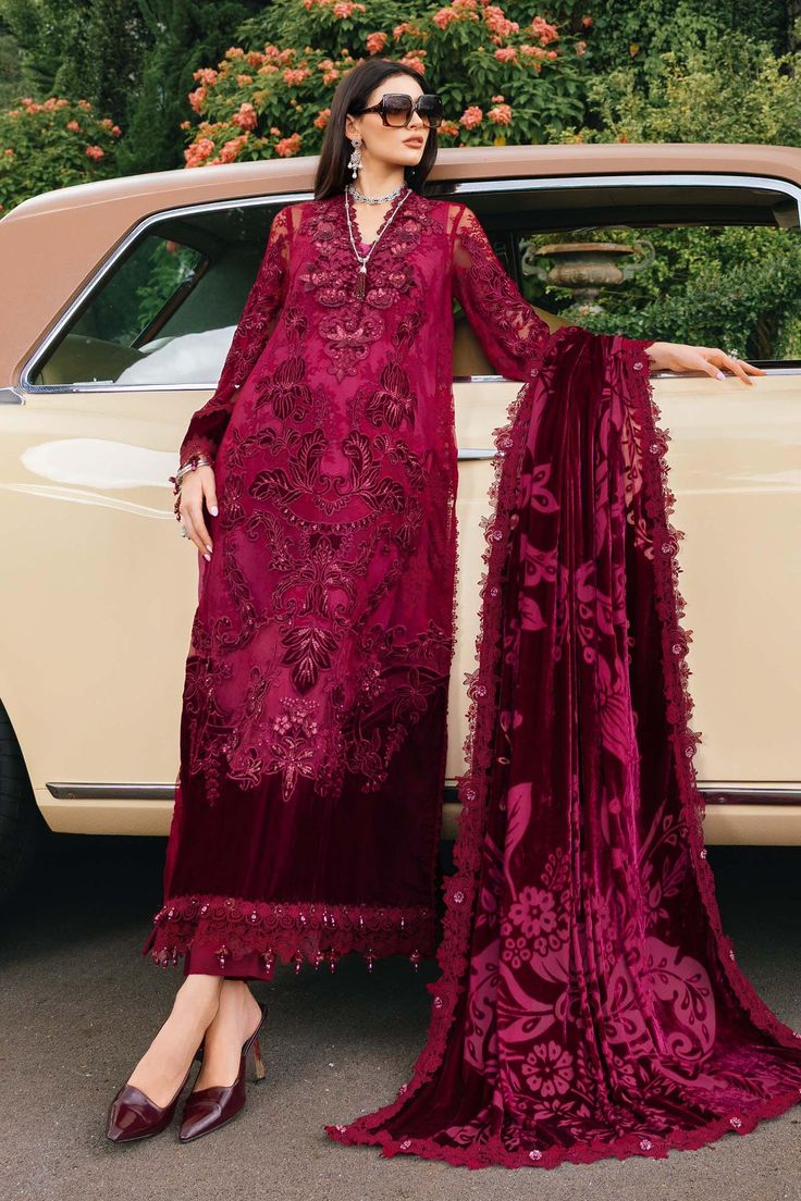 Maria B Embroidered Linen Suit – Elegant Pakistani Traditional Wear