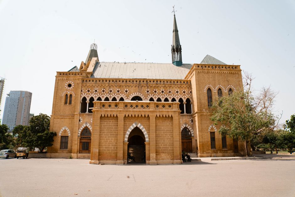 A stunning Gothic Revival style building in Karachi, showcasing historic architecture.