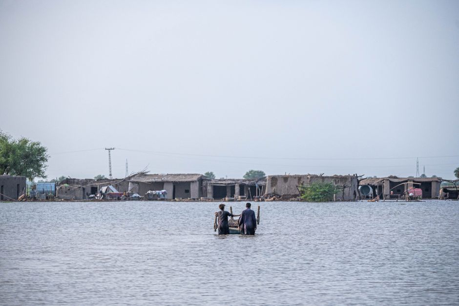 monthly outbreak of dengue in pakistan People wading through floodwaters in Gandakha City, highlighting the impact of the 2022 floods in Balochistan, Pakistan.